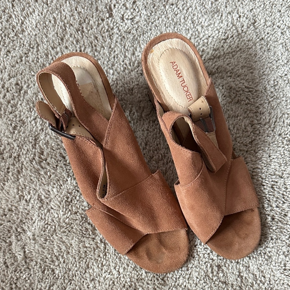 Adam Tucker Maya Women's Brown Suede Sandals